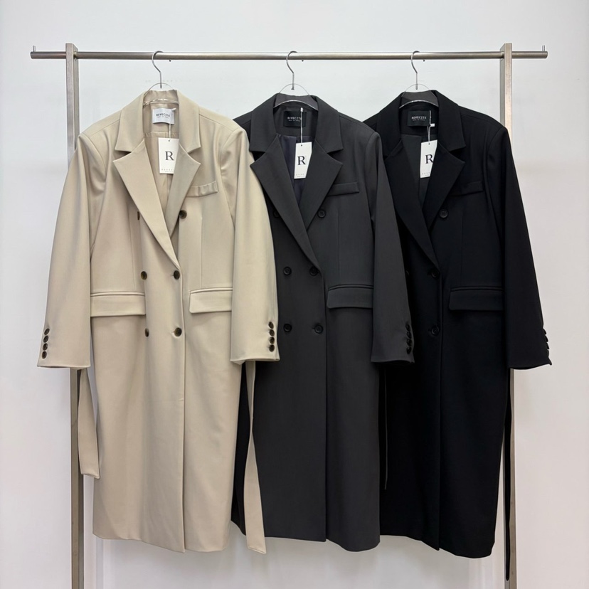 REVE CITE-L東大門直郵女士新品休閑中長款大衣含腰帶系帶REVE CITE-L中長款大衣