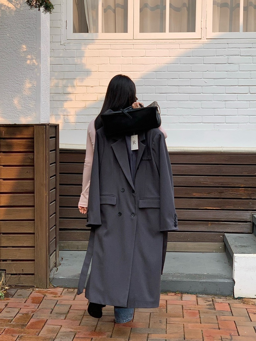 REVE CITE-L東大門直郵女士新品休閑中長款大衣含腰帶系帶REVE CITE-L中長款大衣圖色3