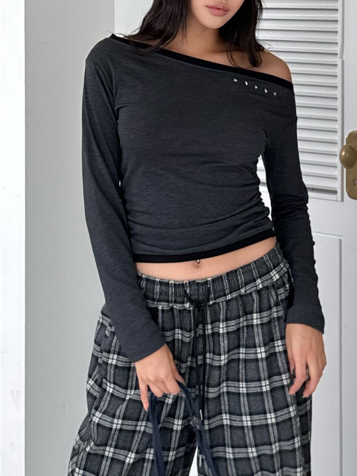 BLUSHER東大門代購女士新款熱賣休閑人氣26春夏時尚長袖T恤BLUSHER長袖T恤圖色1