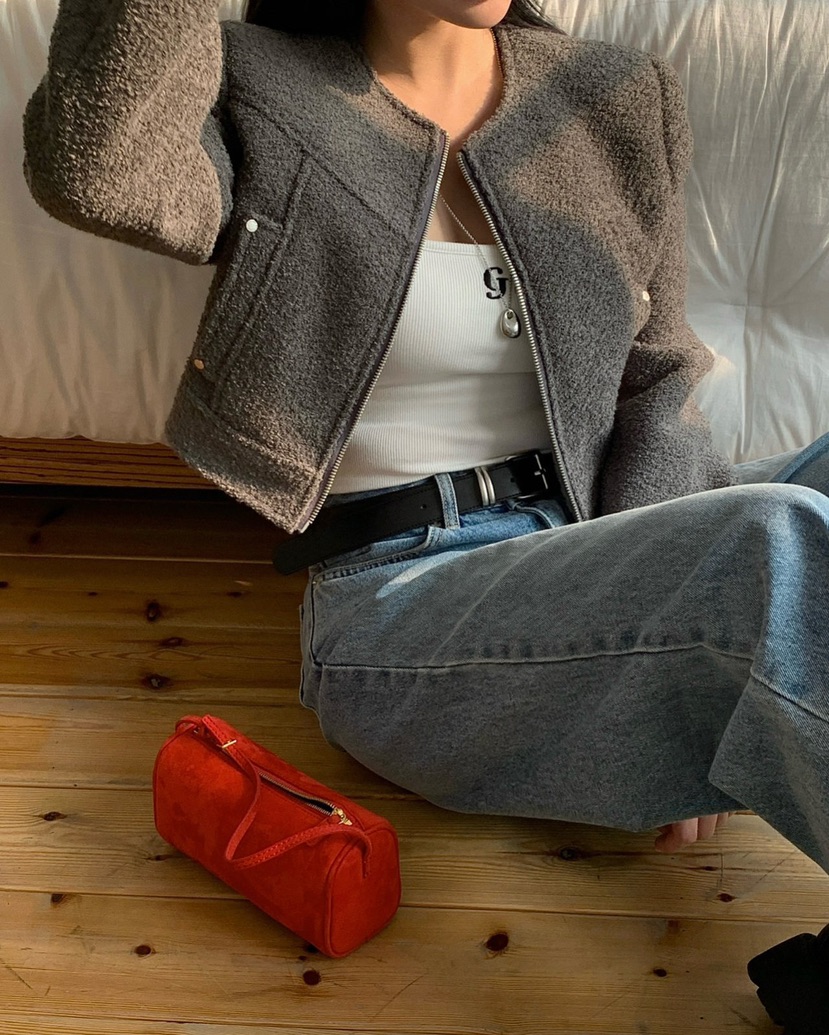 REVE CITE-L韓國代購女裝新品時尚休閑熱賣真品夾克粗花呢REVE CITE-L夾克