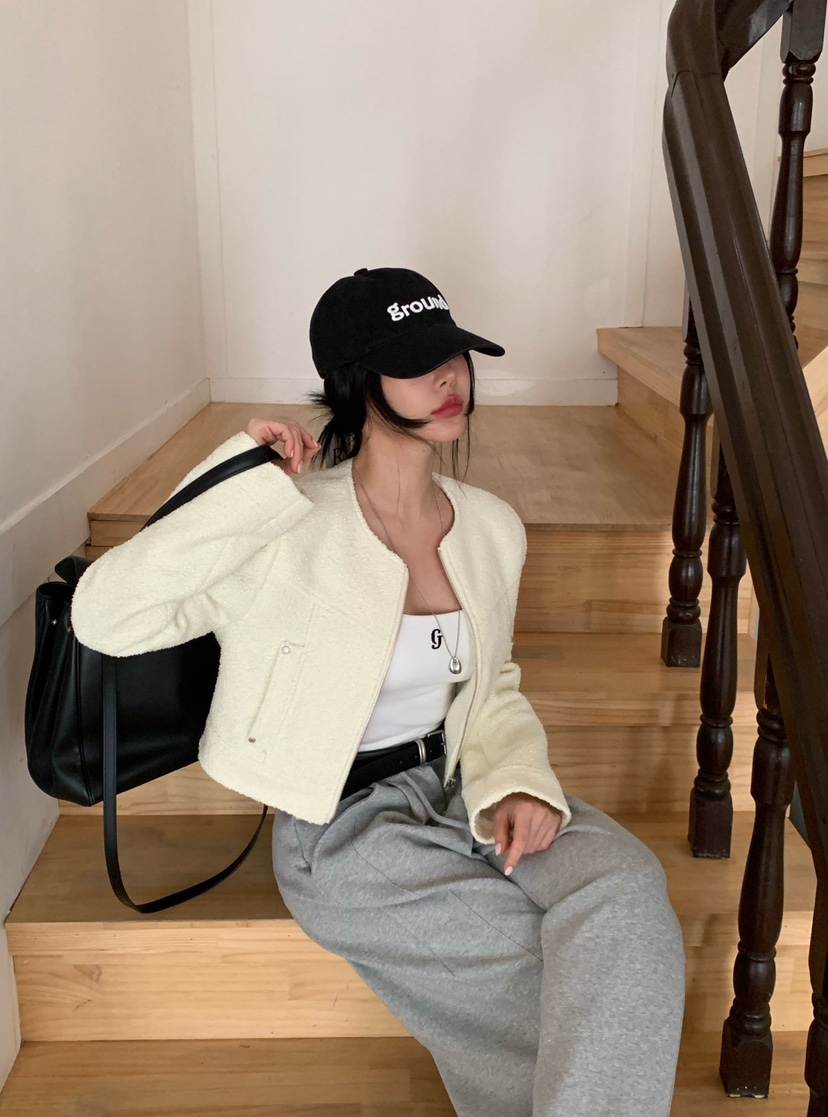 REVE CITE-L韓國代購女裝新品時尚休閑熱賣真品夾克粗花呢REVE CITE-L夾克