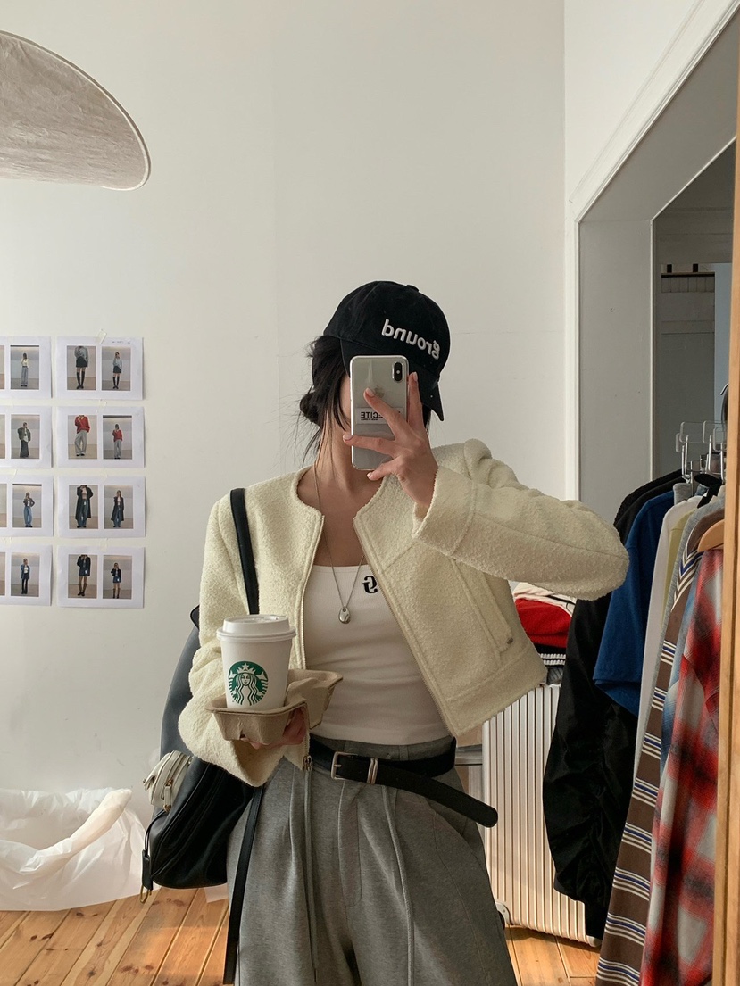 REVE CITE-L韓國代購女裝新品時尚休閑熱賣真品夾克粗花呢REVE CITE-L夾克