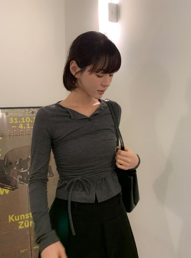 BLUSHER韓國代購女裝新款真品推薦26春夏職業長袖T恤兩件套BLUSHER長袖T恤圖色3