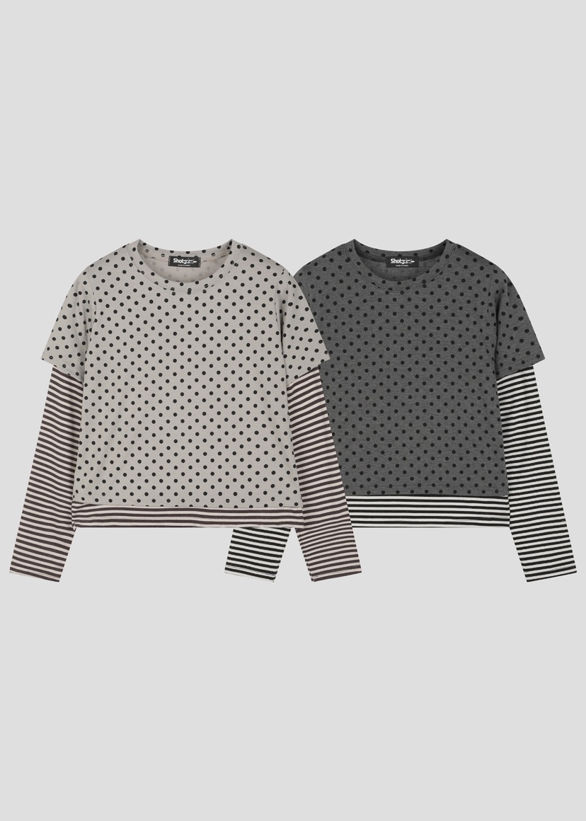 SHOTGUN韓國直郵女裝新品真品熱賣人氣26春夏長袖T恤假兩件SHOTGUN長袖T恤