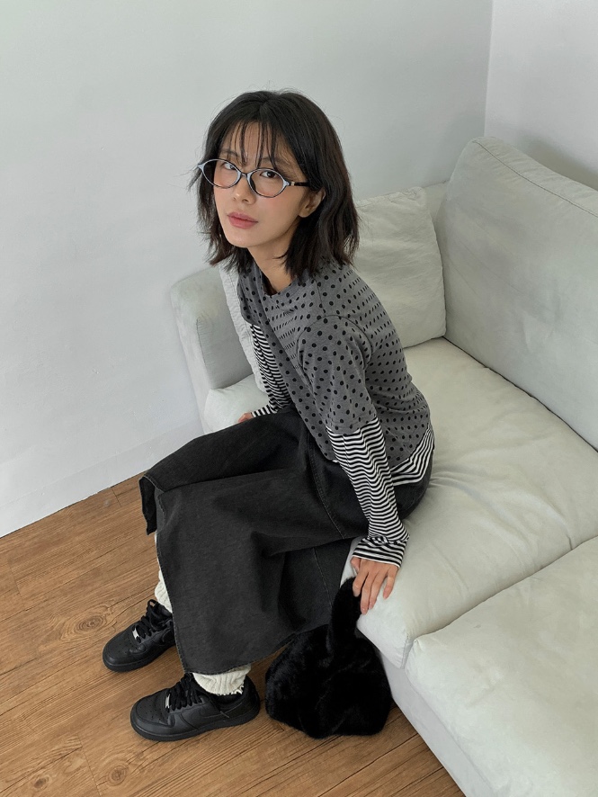 SHOTGUN韓國直郵女裝新品真品熱賣人氣26春夏長袖T恤假兩件SHOTGUN長袖T恤