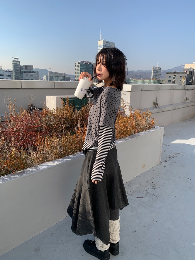 SHOTGUN韓國直郵女裝新品真品熱賣人氣26春夏長袖T恤假兩件SHOTGUN長袖T恤