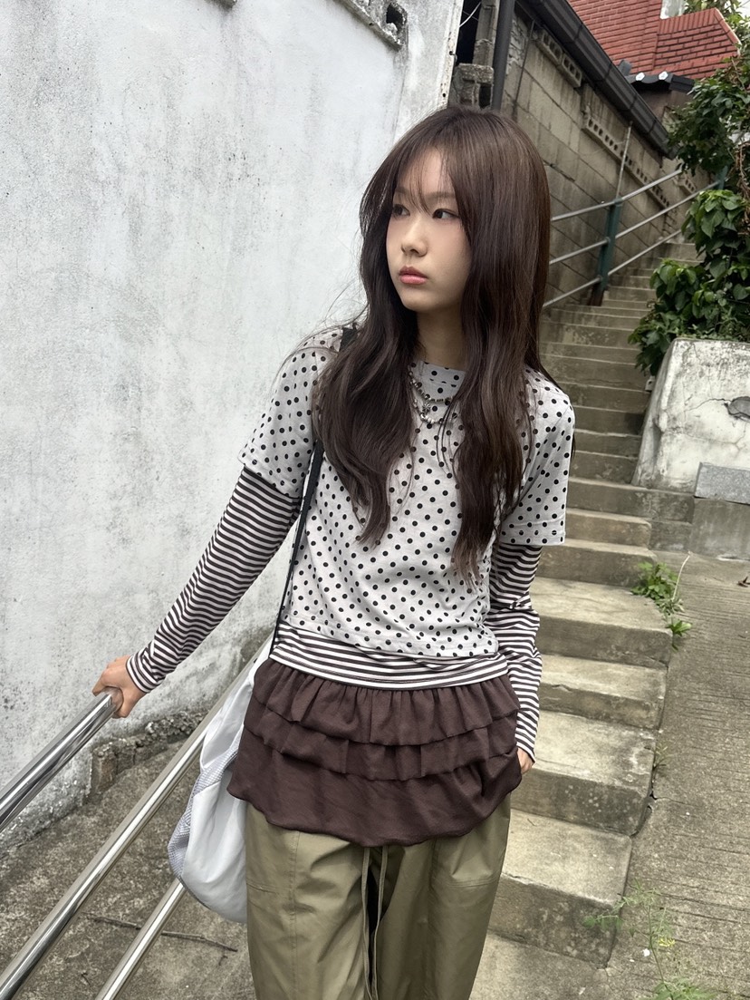 SHOTGUN韓國直郵女裝新品真品熱賣人氣26春夏長袖T恤假兩件SHOTGUN長袖T恤