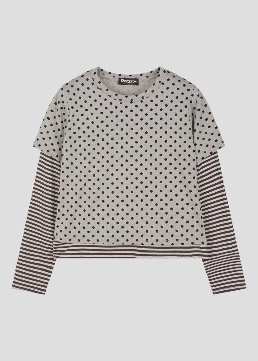 SHOTGUN韓國直郵女裝新品真品熱賣人氣26春夏長袖T恤假兩件SHOTGUN長袖T恤圖色1