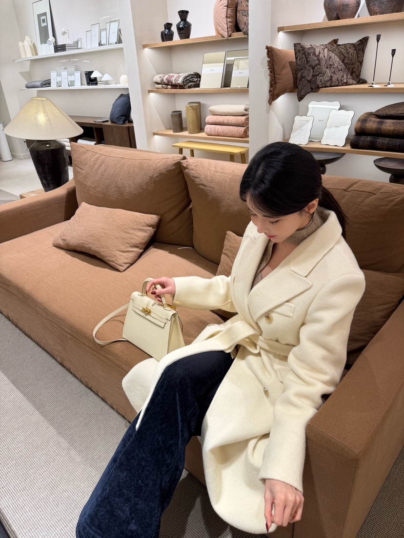 LAVIEU東大門實拍女士新款推薦休閑中長款大衣安哥拉手工LAVIEU中長款大衣