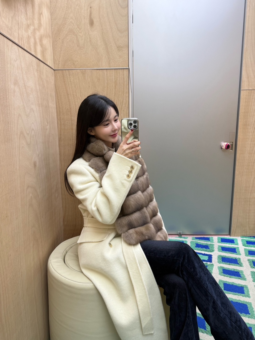 LAVIEU東大門實拍女士新款推薦休閑中長款大衣安哥拉手工LAVIEU中長款大衣