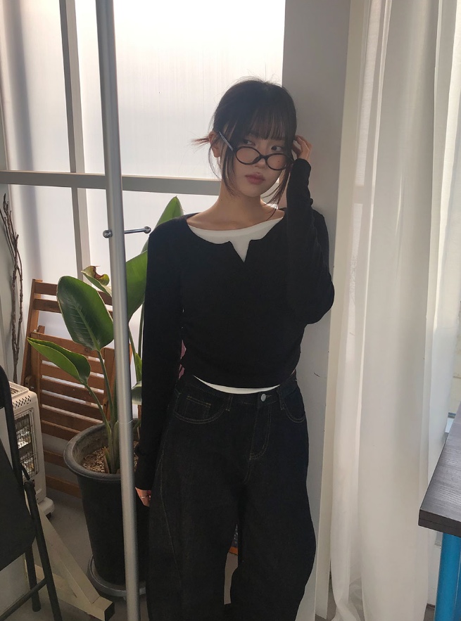 SHOTGUN韓國代購女裝新品真品人氣職業時尚長袖T恤假兩件SHOTGUN長袖T恤