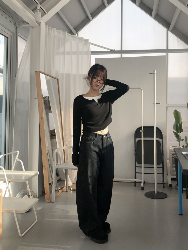 SHOTGUN韓國代購女裝新品真品人氣職業時尚長袖T恤假兩件SHOTGUN長袖T恤