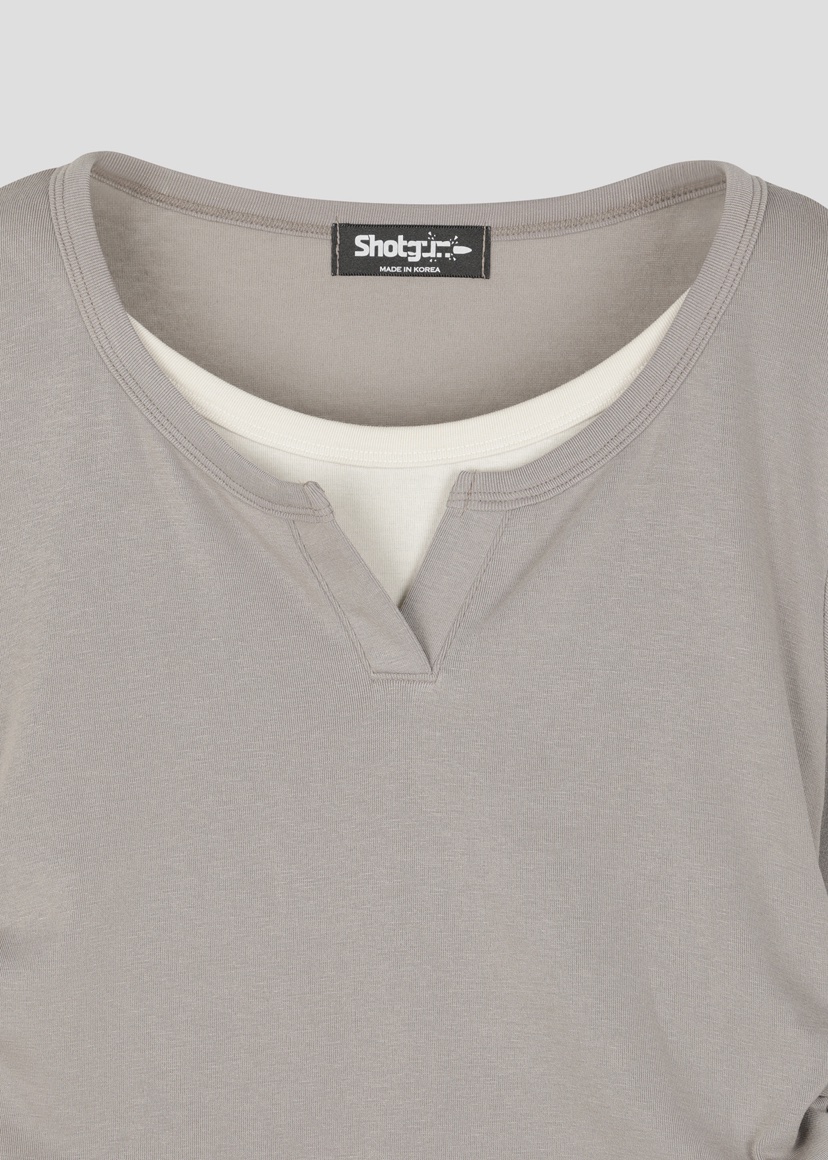 SHOTGUN韓國代購女裝新品真品人氣職業時尚長袖T恤假兩件SHOTGUN長袖T恤