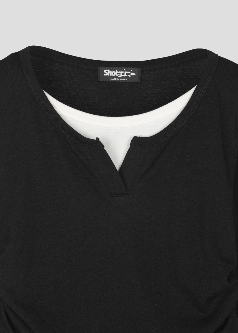 SHOTGUN韓國代購女裝新品真品人氣職業時尚長袖T恤假兩件SHOTGUN長袖T恤