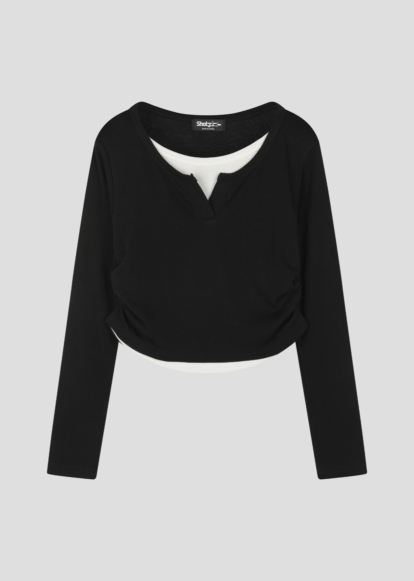 SHOTGUN韓國代購女裝新品真品人氣職業時尚長袖T恤假兩件SHOTGUN長袖T恤圖色2