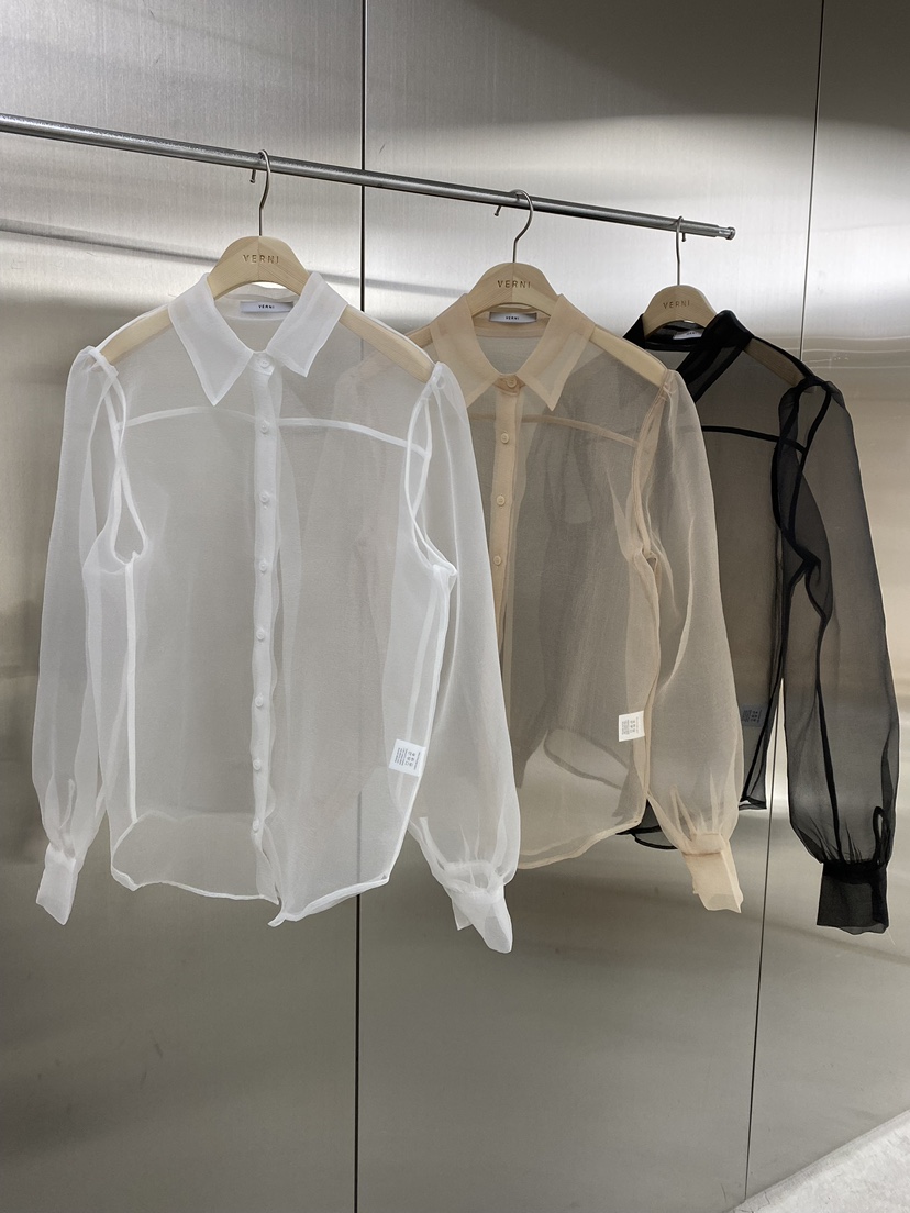 VERNI東大門直郵女裝新款26春夏熱賣人氣休閑襯衫蕾絲衫透視VERNI襯衫/蕾絲衫