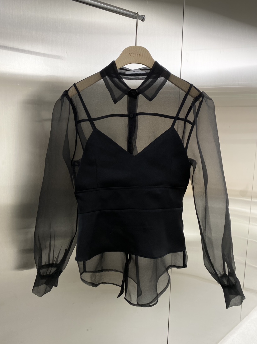 VERNI東大門直郵女裝新款26春夏熱賣人氣休閑襯衫蕾絲衫透視VERNI襯衫/蕾絲衫