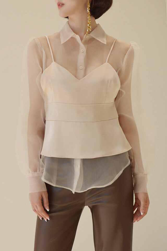 VERNI東大門直郵女裝新款26春夏熱賣人氣休閑襯衫蕾絲衫透視VERNI襯衫/蕾絲衫