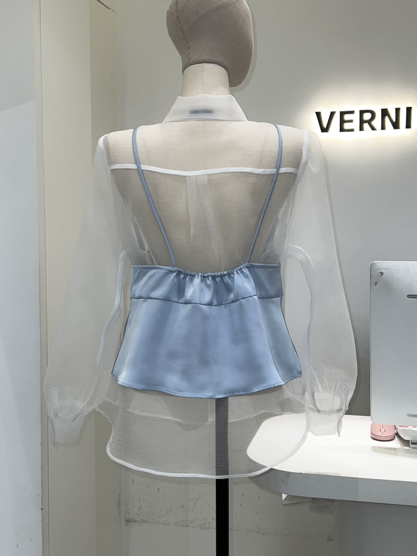 VERNI東大門直郵女裝新款26春夏熱賣人氣休閑襯衫蕾絲衫透視VERNI襯衫/蕾絲衫