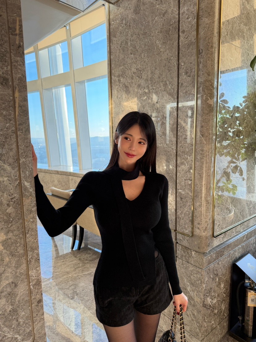 LAVIEU韓國代購女裝新款真品休閑人氣熱賣針織衫含圍巾套裝LAVIEU針織衫