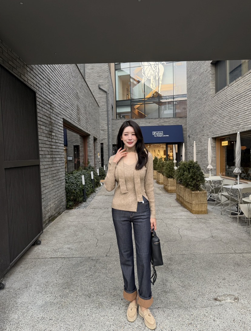 LAVIEU韓國代購女裝新款真品休閑人氣熱賣針織衫含圍巾套裝LAVIEU針織衫