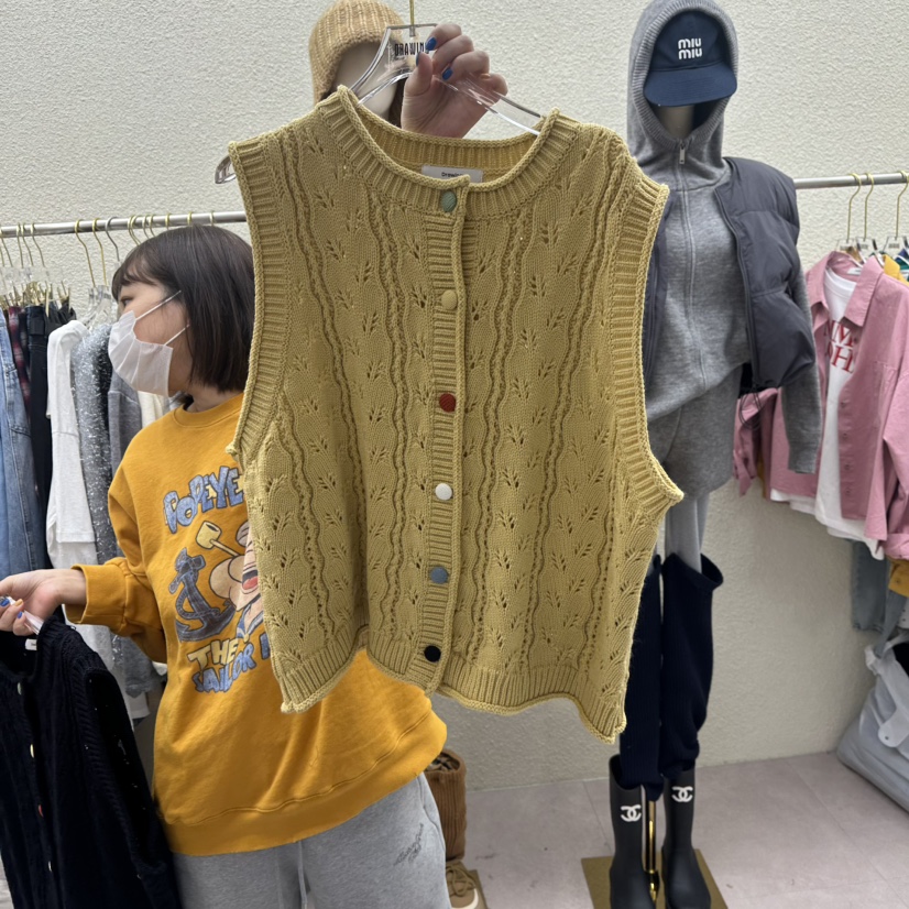 DRAWING東大門直郵女裝新品真品時尚職業人氣馬甲紐扣背心DRAWING馬甲圖色1