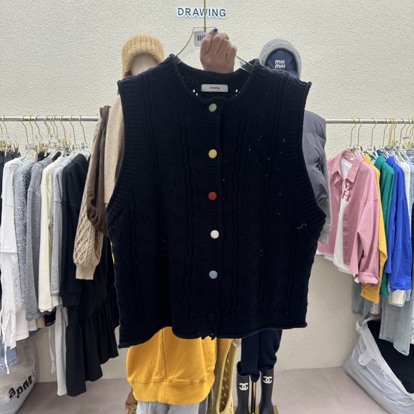 DRAWING東大門直郵女裝新品真品時尚職業人氣馬甲紐扣背心DRAWING馬甲圖色2