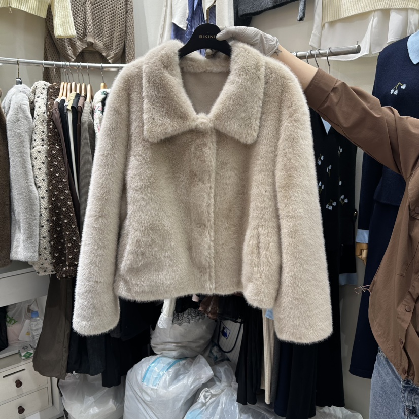 BIKINI東大門直郵女士新品時尚人氣真品職業短款大衣貂皮BIKINI短款大衣圖色2