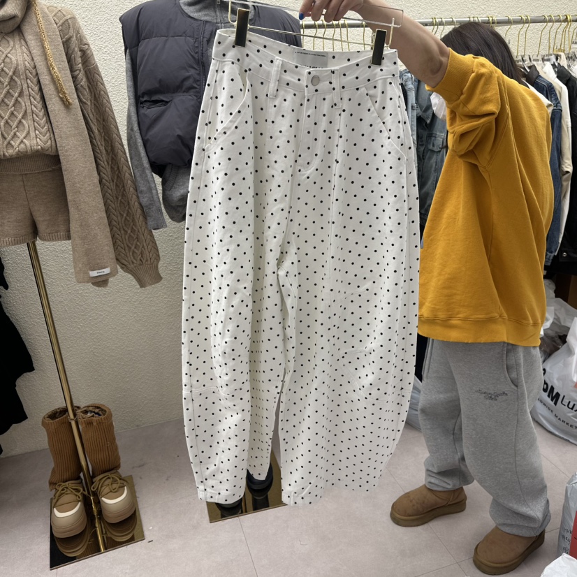 DRAWING東大門實拍女裝新品時尚推薦熱賣牛仔褲圓點牛仔布DRAWING牛仔褲圖色1