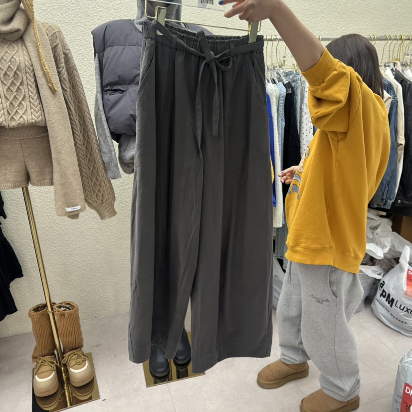 DRAWING東大門直郵女士新款真品休閑職業時尚休閑褲含腰繩棉DRAWING休閑褲圖色2