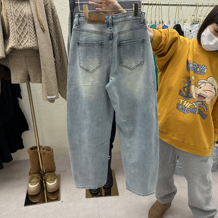 DRAWING韓國代購女裝新款真品26春夏時尚休閑職業人氣牛仔褲DRAWING牛仔褲