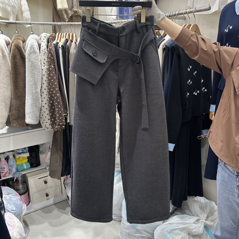 BIKINI東大門實拍女裝新品人氣26春夏時尚休閑褲口袋抓絨BIKINI休閑褲圖色1