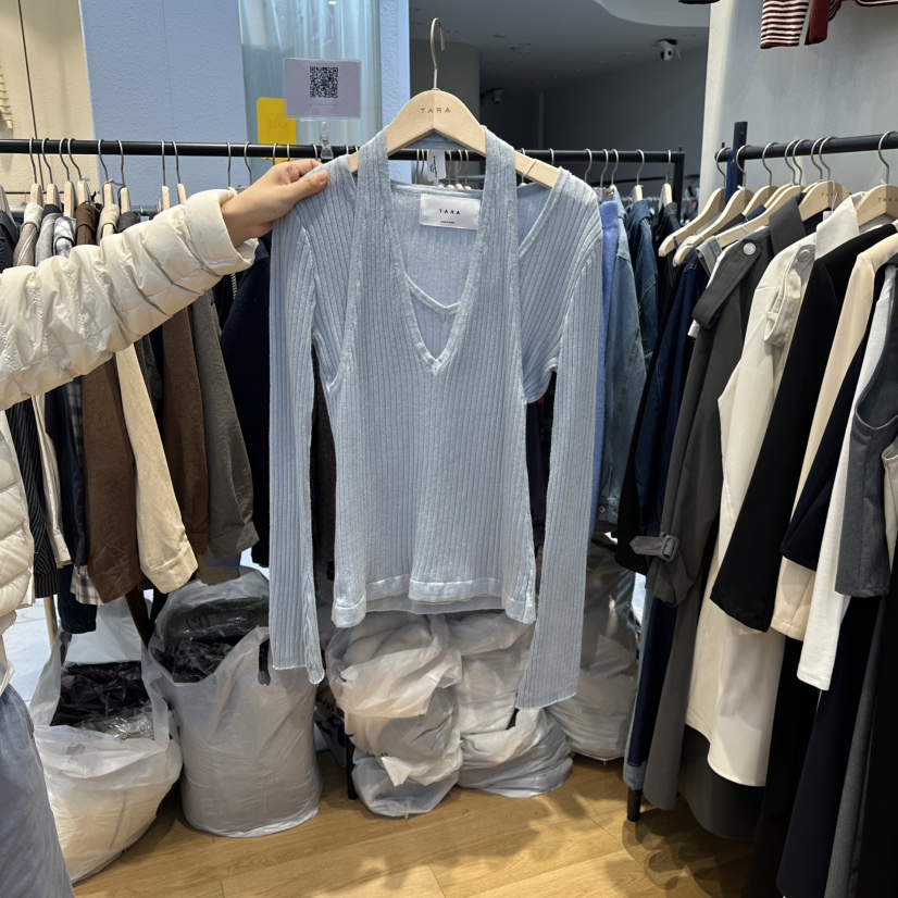 TARA韓國代購女裝新品26春夏職業時尚熱賣針織衫假兩件修身TARA針織衫圖色1