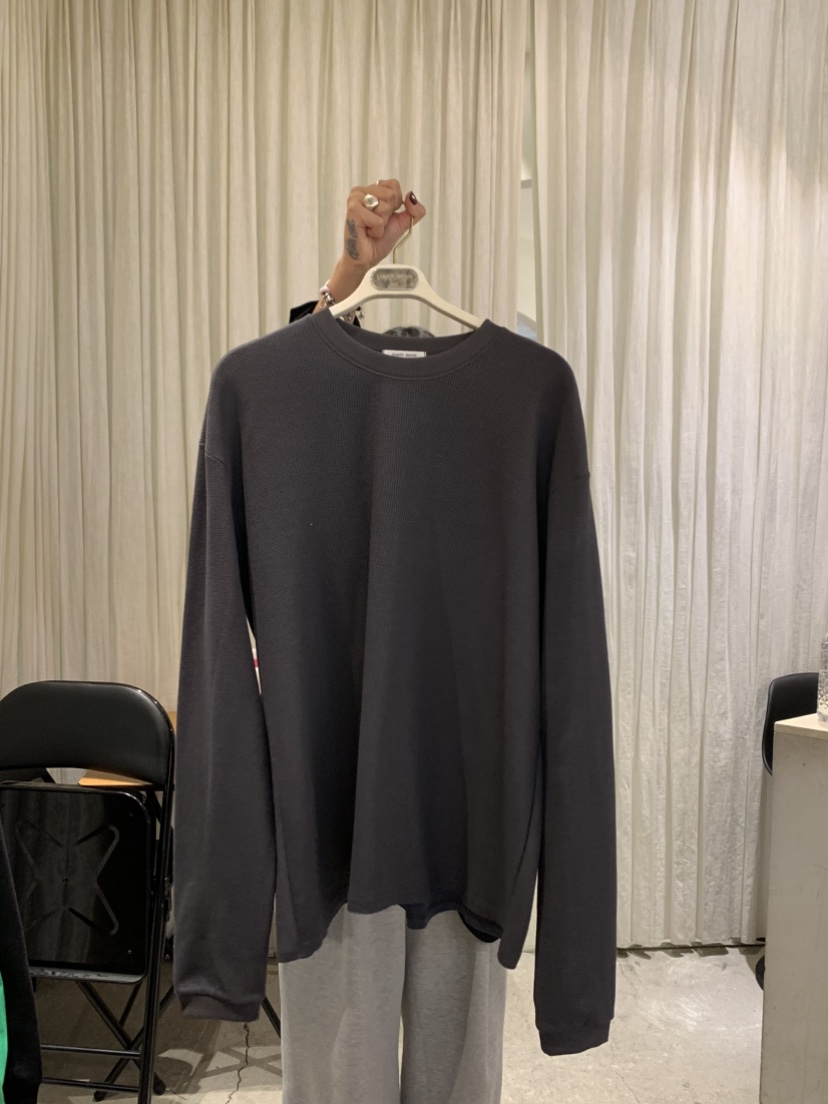 PAPERMOON東大門實拍女士新款熱賣時尚長袖T恤華夫格超長paper moon長袖T恤圖色2