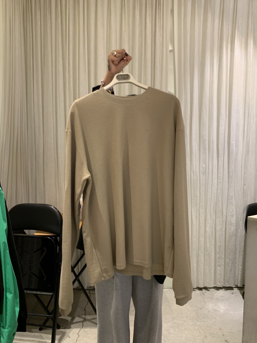 PAPERMOON東大門實拍女士新款熱賣時尚長袖T恤華夫格超長paper moon長袖T恤圖色3