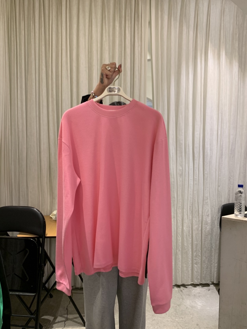 PAPERMOON東大門實拍女士新款熱賣時尚長袖T恤華夫格超長paper moon長袖T恤圖色4