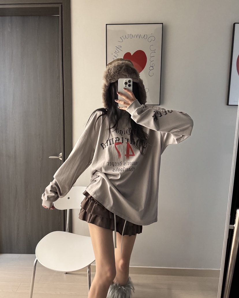 OKIE東大門實拍女士新款熱賣真品推薦職業時尚長袖T恤寬松OKIE長袖T恤