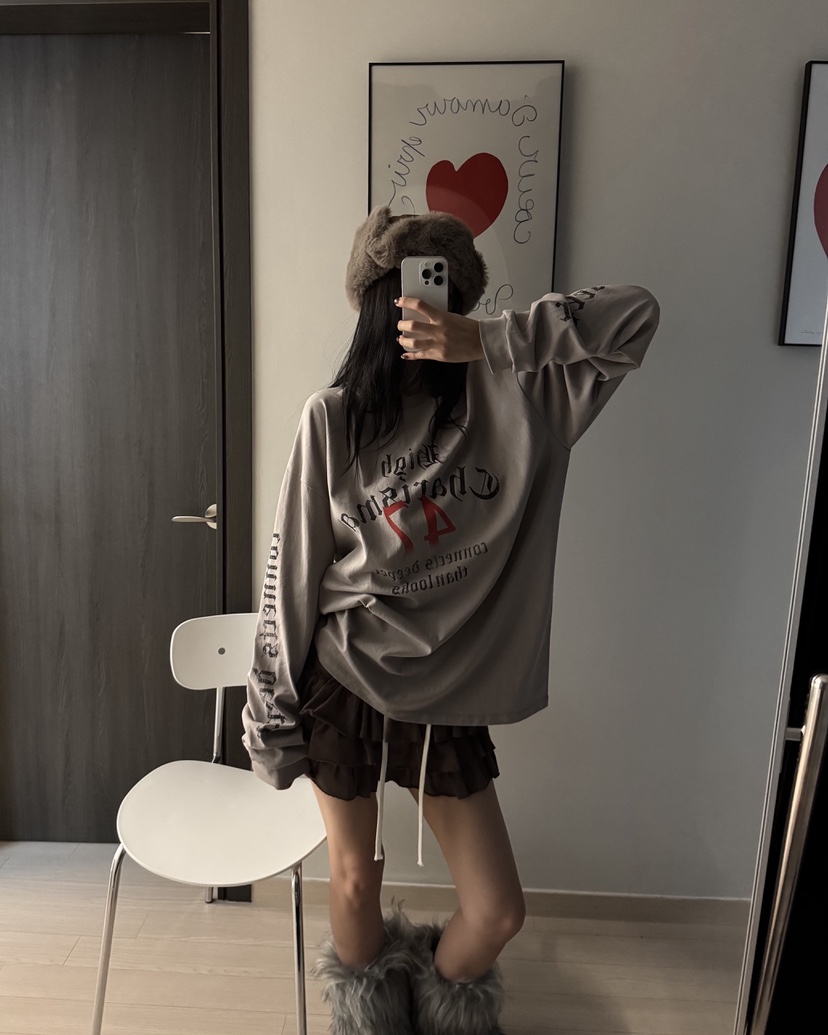 OKIE東大門實拍女士新款熱賣真品推薦職業時尚長袖T恤寬松OKIE長袖T恤