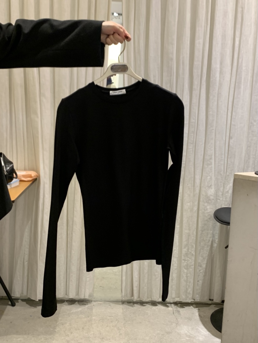 PAPERMOON東大門實拍女裝新款休閑長袖T恤天絲修身圓領寬松paper moon長袖T恤圖色1