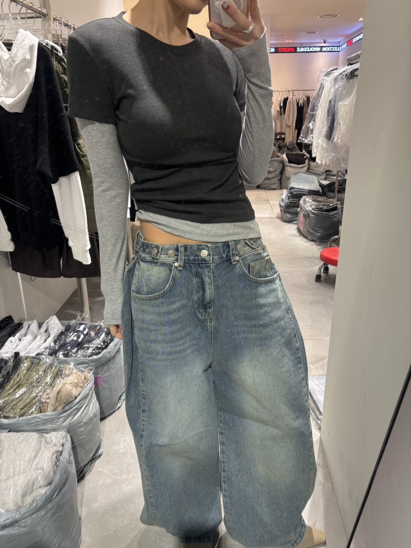 OKIE韓國直郵女士新款26春夏推薦時尚職業熱賣長袖T恤假兩件OKIE長袖T恤