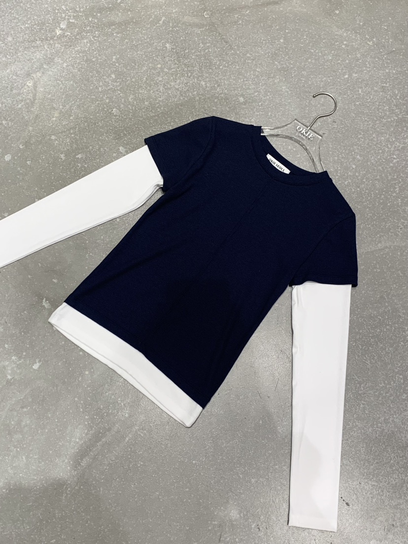 OKIE韓國直郵女士新款26春夏推薦時尚職業熱賣長袖T恤假兩件OKIE長袖T恤圖色2