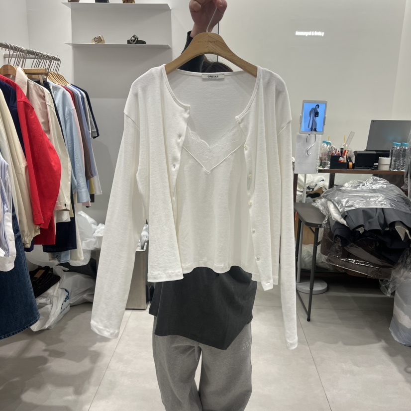 ANN MARGRET東大門代購女士新品時尚長袖T恤假兩件GRETA.Y長袖T恤圖色2