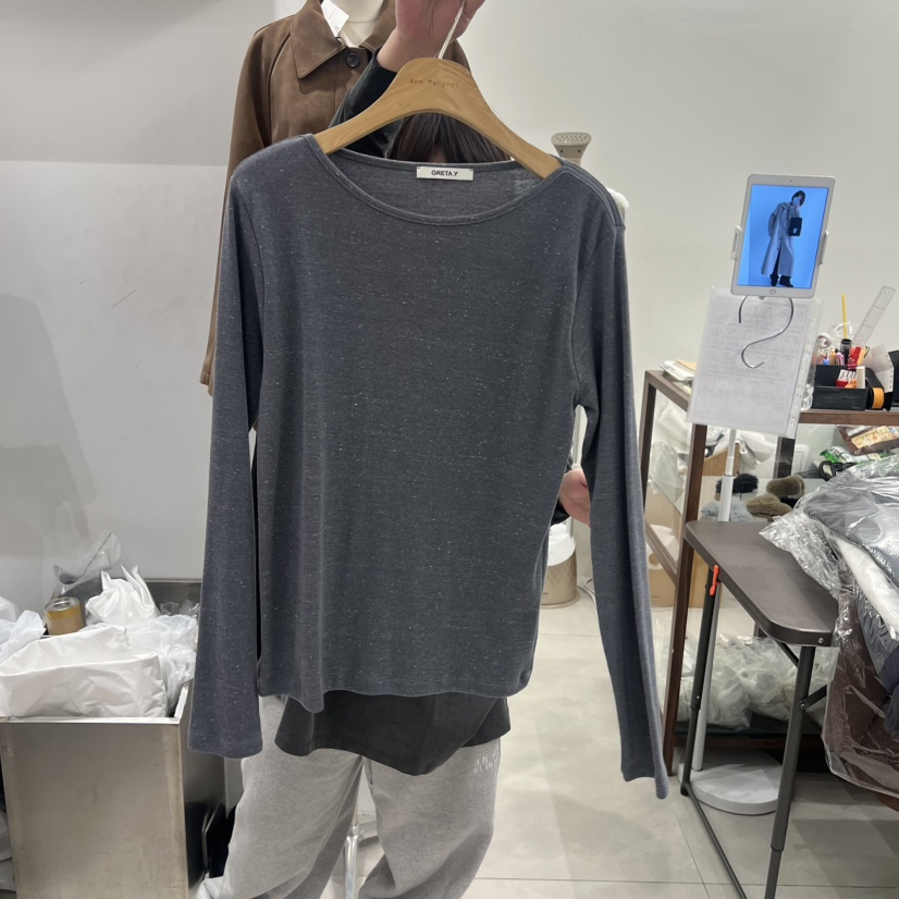 ANN MARGRET東大門實拍女士新款熱賣長袖T恤船領GRETA.Y長袖T恤圖色3