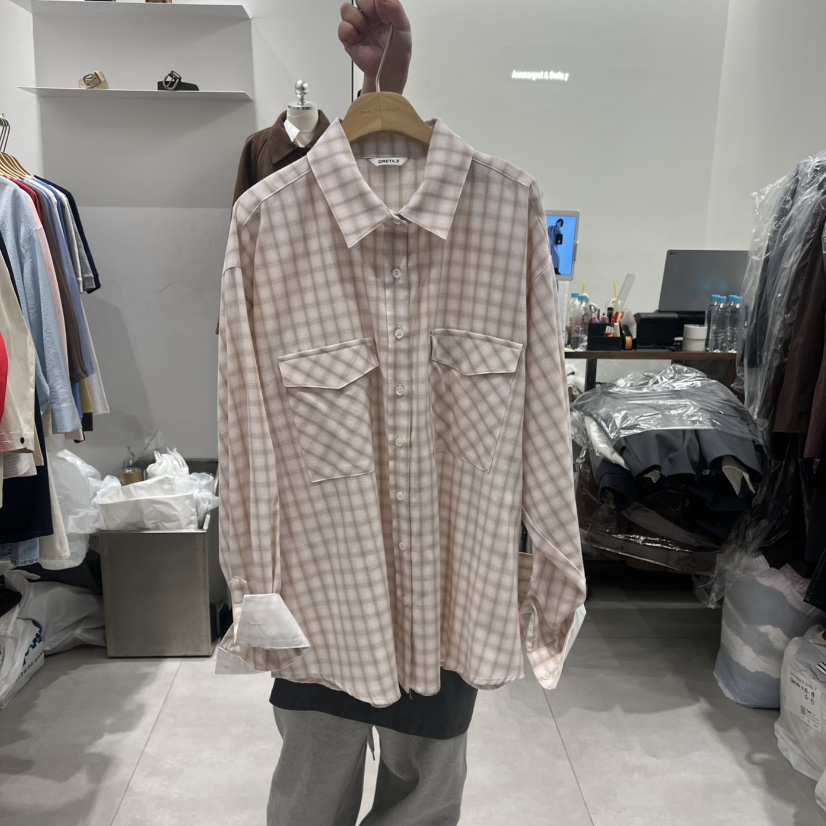 ANN MARGRET韓國直郵女士新品職業襯衫蕾絲衫口袋格子GRETA.Y襯衫/蕾絲衫圖色1