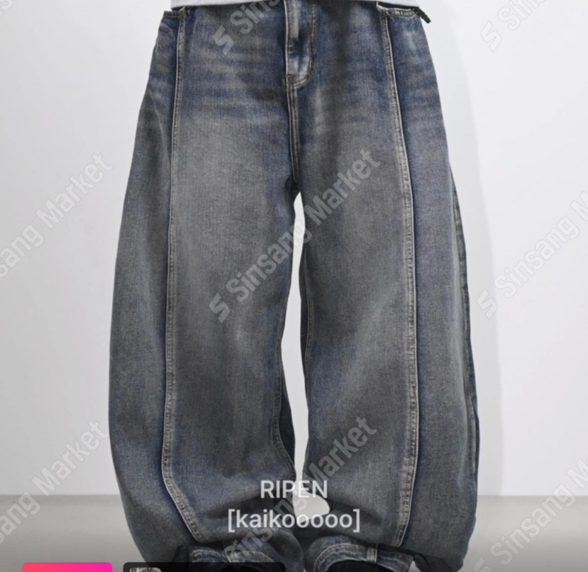 RIPEN東大門代購女裝新品熱賣真品休閑職業牛仔褲男女同款RIPEN牛仔褲圖色1