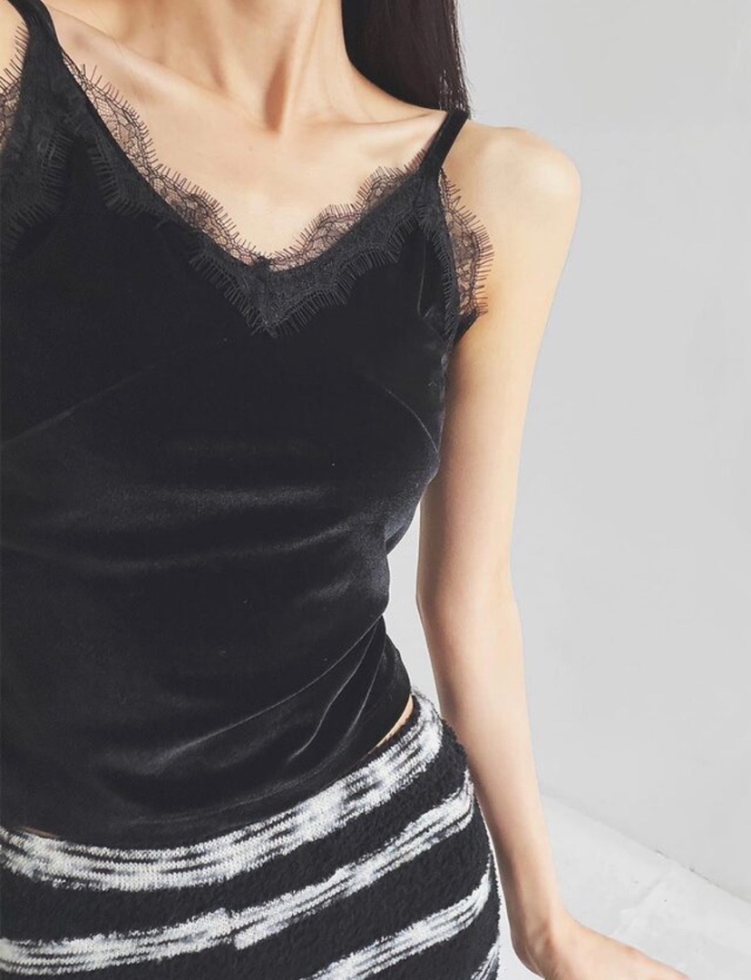 OKIE東大門代購女裝新品推薦26春夏時尚職業吊帶背心絲絨OKIE吊帶/背心