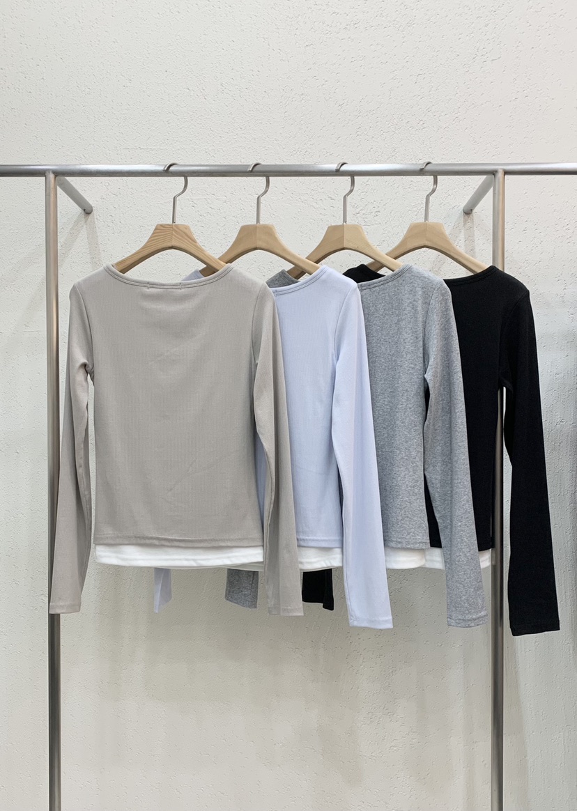 LIGHT AND SALT東大門實拍女裝新款職業熱賣長袖T恤假兩件LIGHT AND SALT長袖T恤