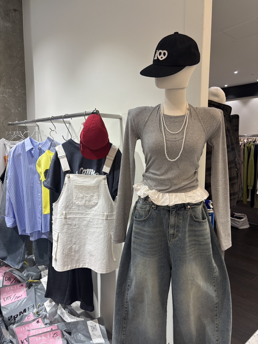 OKIE韓國代購女裝新品休閑人氣真品推薦職業熱賣26春夏長袖T恤OKIE長袖T恤