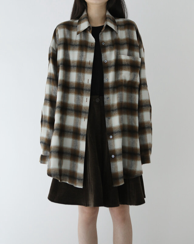 PLANTS ON GRAY韓國代購女裝新品26春季襯衫蕾絲衫格子PLANTS ON GRAY襯衫/蕾絲衫