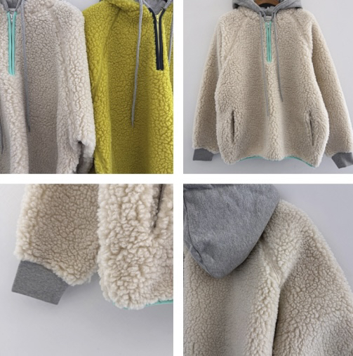 PLANTS ON GRAY韓國代購女裝新款26春季時尚夾克抓絨連帽PLANTS ON GRAY夾克